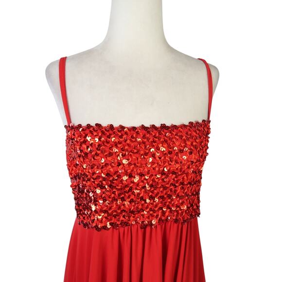 Vintage 90s Tag 1080 Red Sequin Mini Dance Dress S - Picture 2 of 5